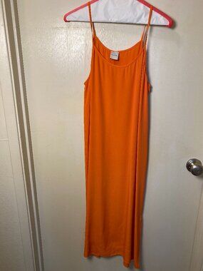 Paul Smith Orange Silk Blend Midi Dress Slip Style Spaghetti Strap Size 42/US S